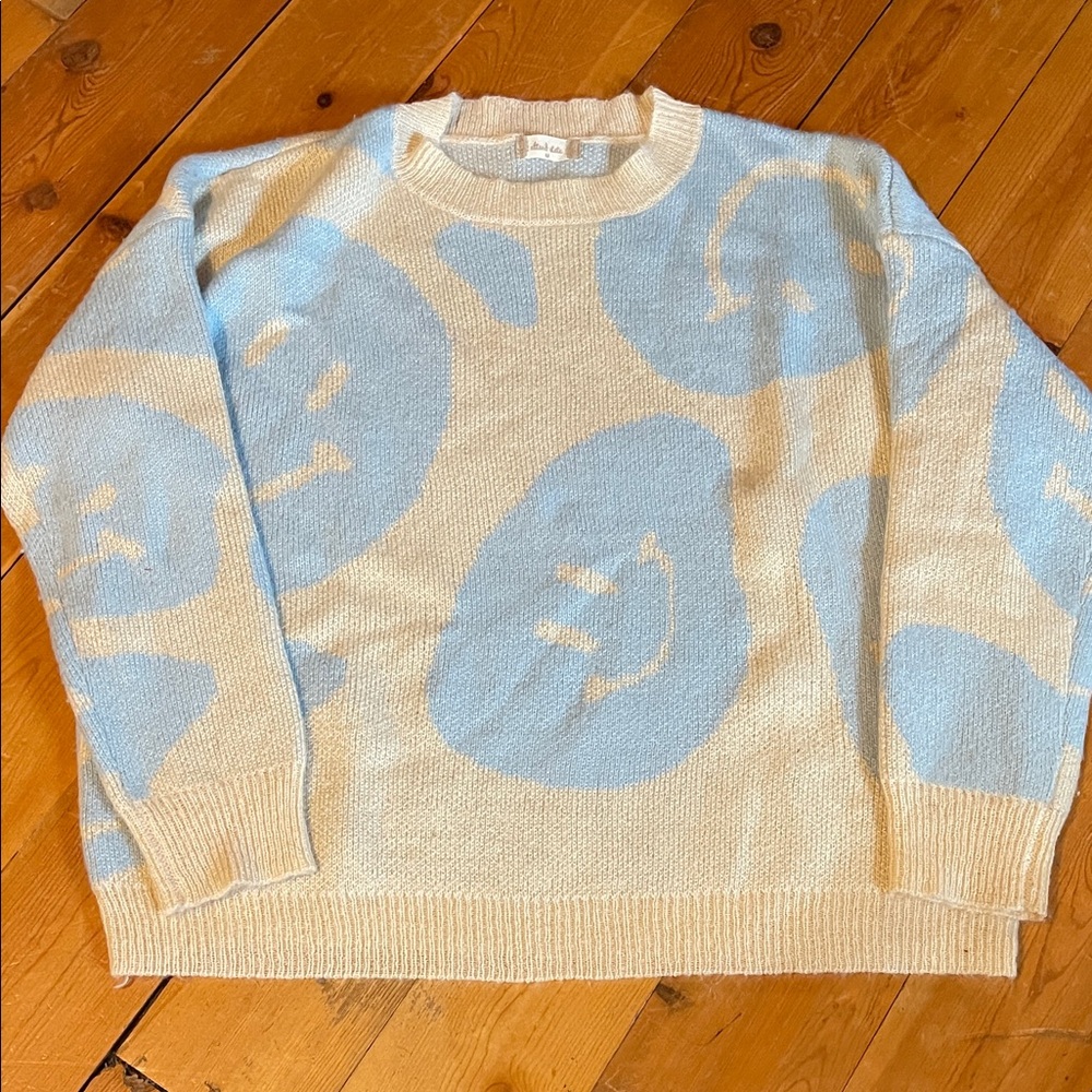 Altar'd State Cream and Blue Knit Sweater
